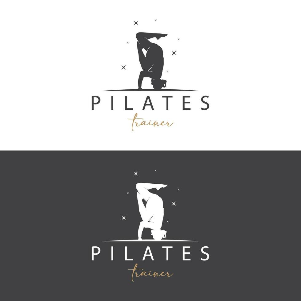 pilates pose logo, yoga logo conception vecteur modèle illustration