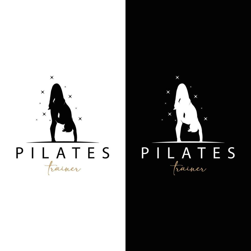 pilates pose logo, yoga logo conception vecteur modèle illustration