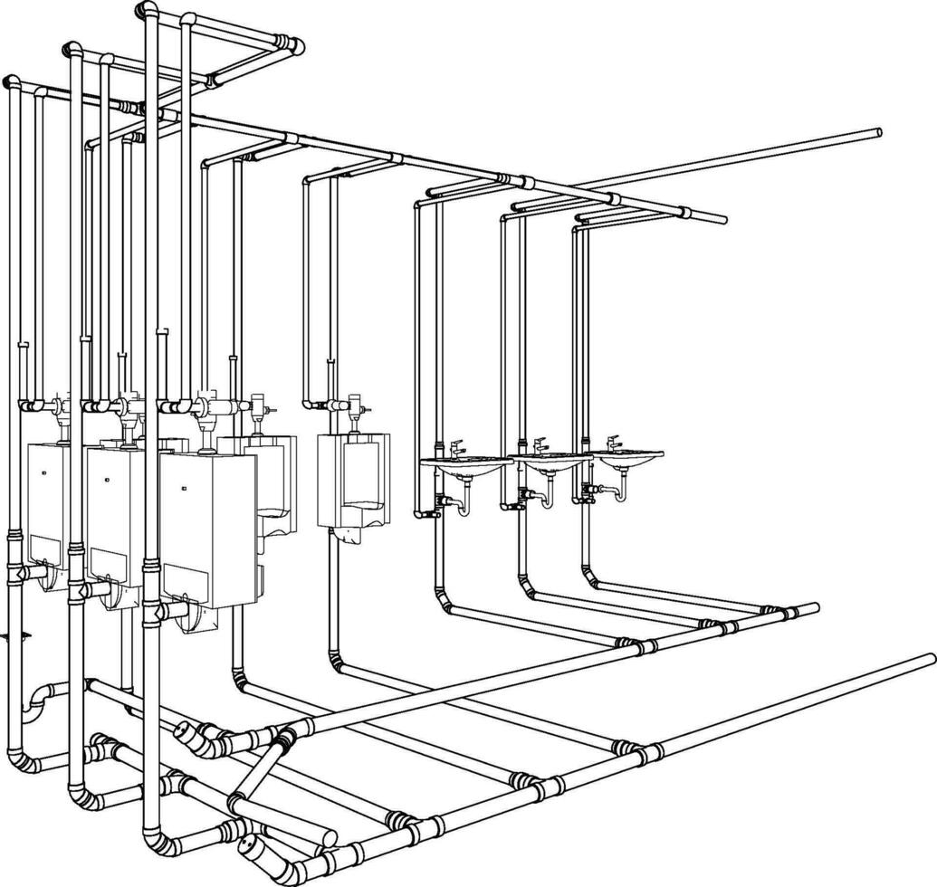 3d illustration de bâtiment tuyauterie vecteur