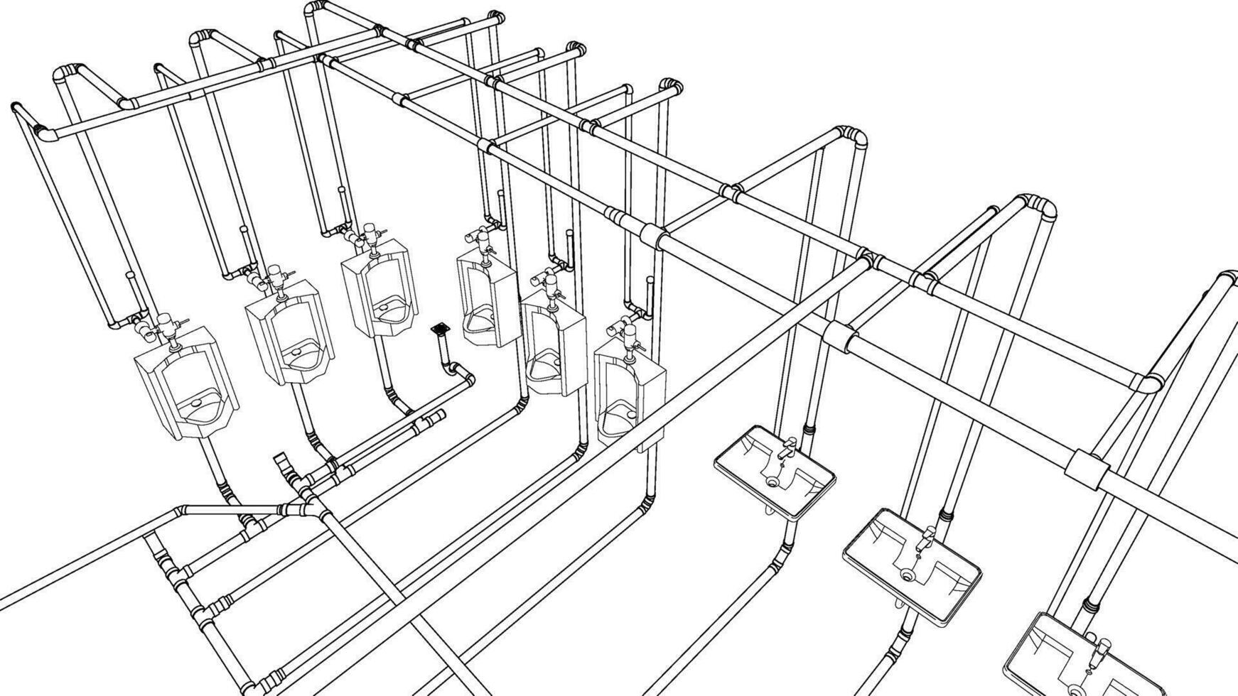 3d illustration de bâtiment tuyauterie vecteur