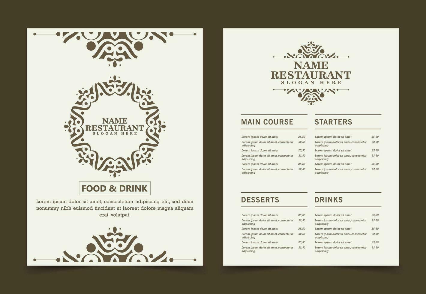 disposition du menu avec des éléments décoratifs vecteur