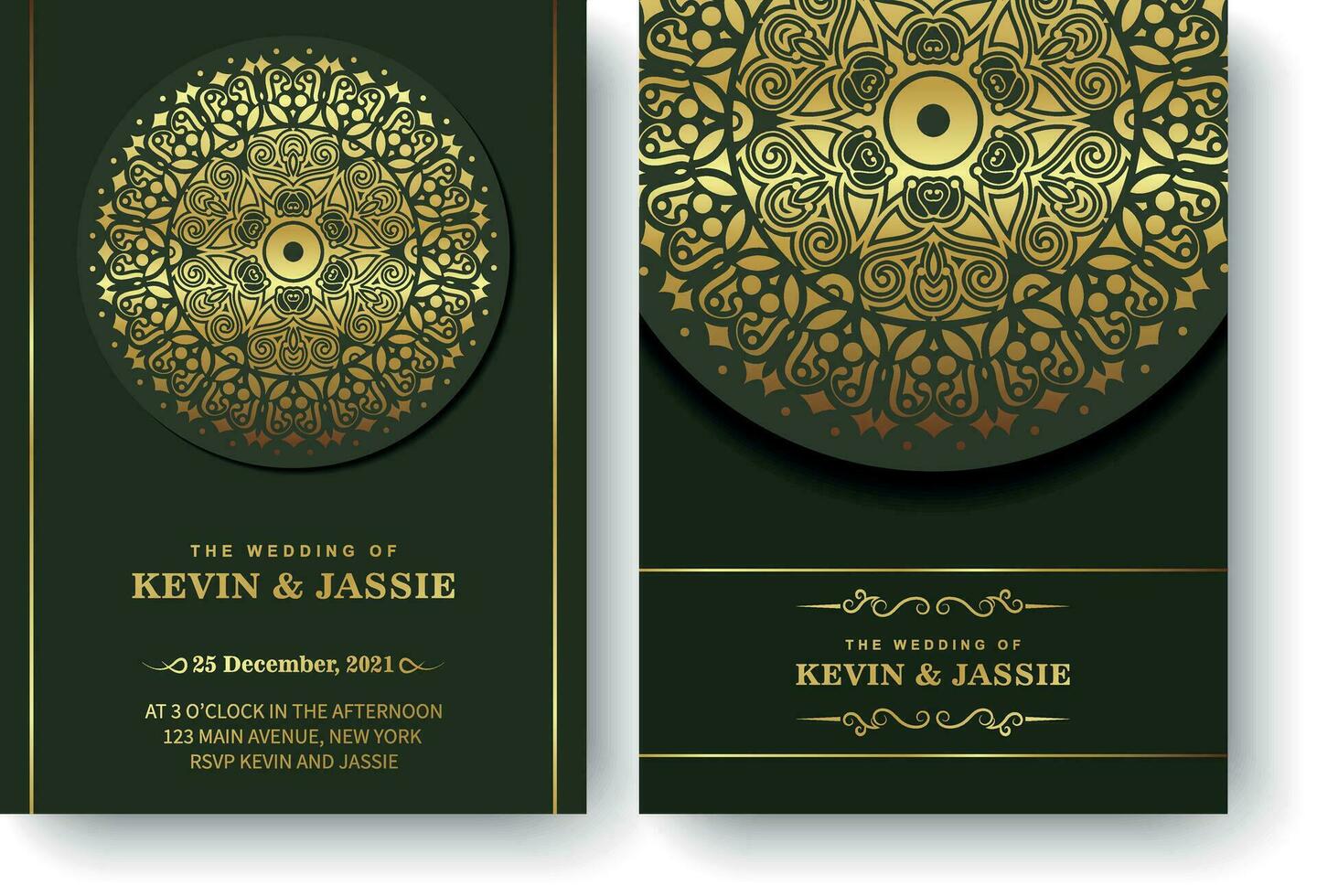 invitation de mariage de luxe en mandala vecteur