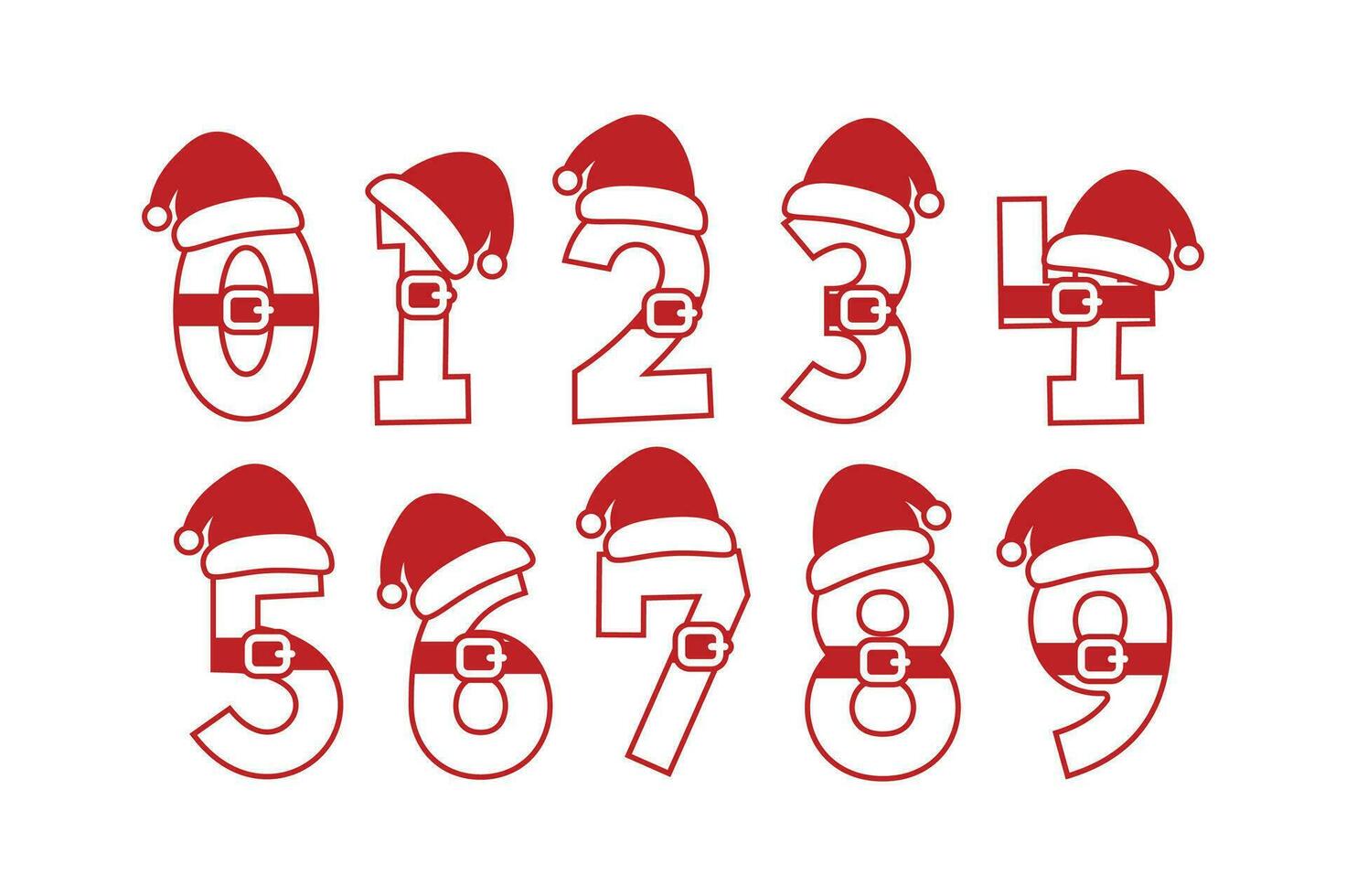 polyvalent collection de Père Noël claus Nombres pour divers les usages vecteur