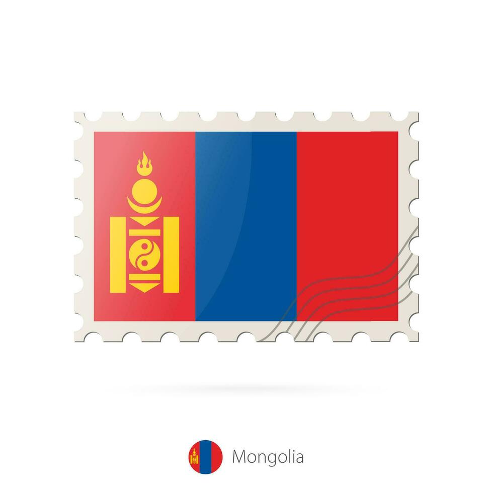 affranchissement timbre avec le image de Mongolie drapeau. vecteur