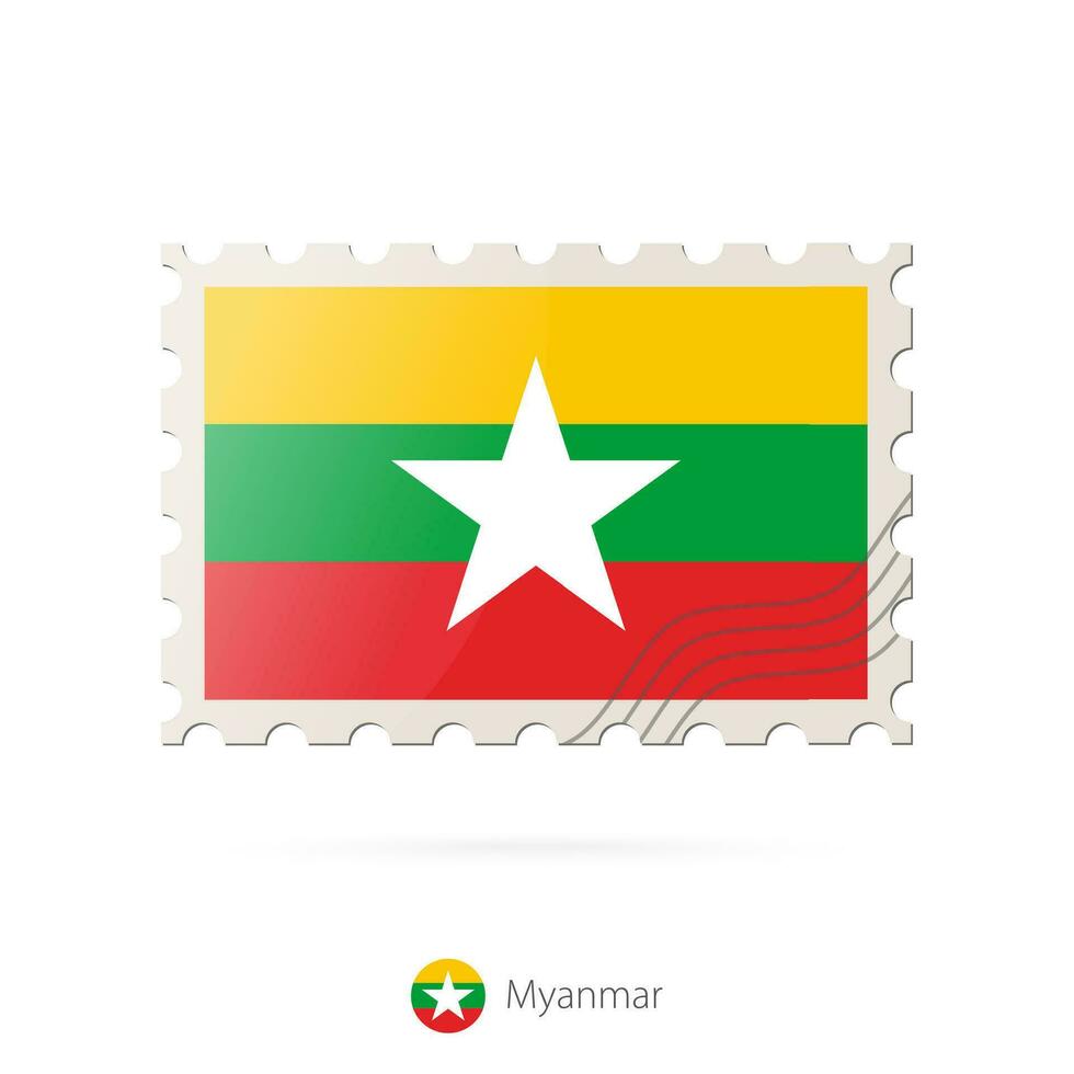 affranchissement timbre avec le image de myanmar drapeau. vecteur
