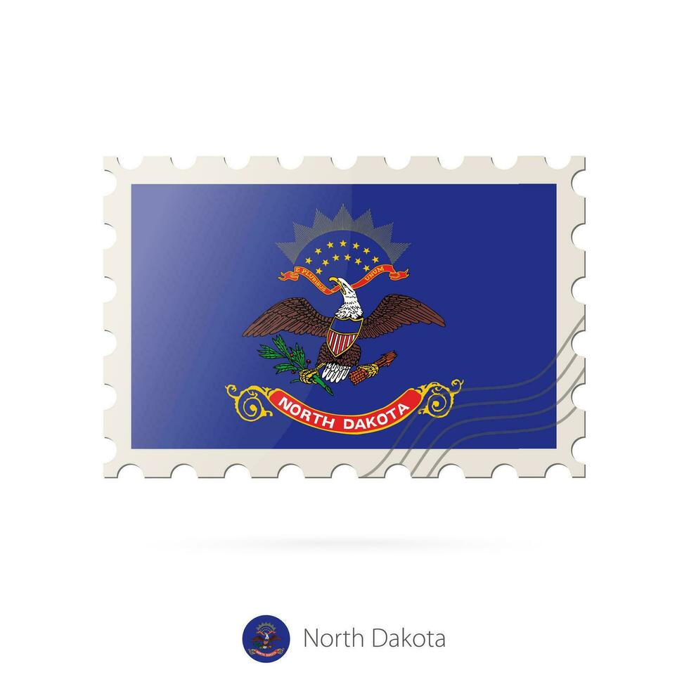 affranchissement timbre avec le image de Nord Dakota Etat drapeau. vecteur