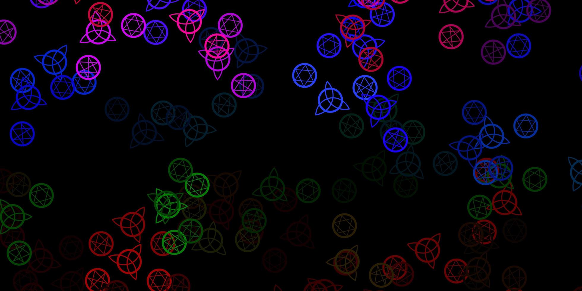 modèle vectoriel multicolore sombre avec des signes ésotériques.