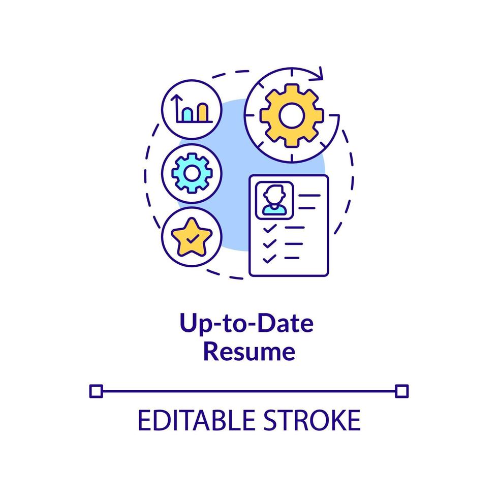 icône de concept de curriculum vitae à jour vecteur