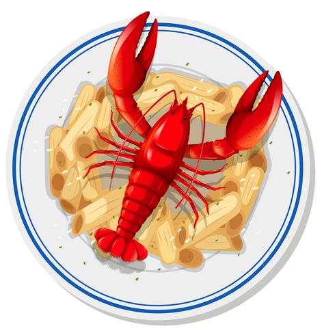 Pâtes de homard isolées vecteur