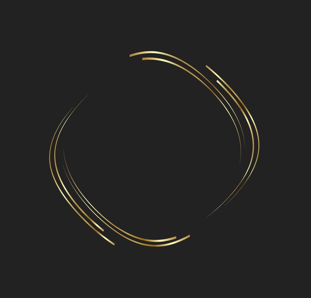 cercle de lignes dorées abstraites avec style de luxe. logo rond de la technologie vecteur