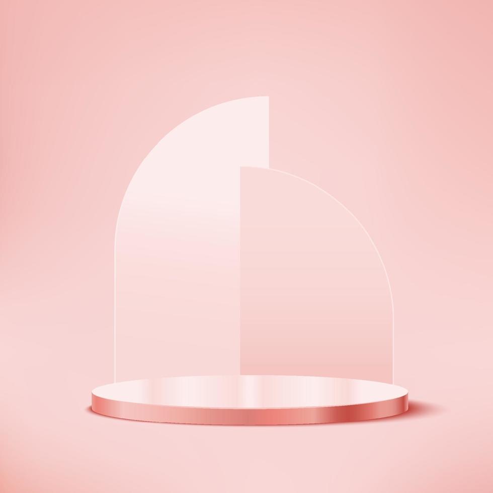 Podium rose géométrique 3d pour fond de couleur de placement de produit vecteur