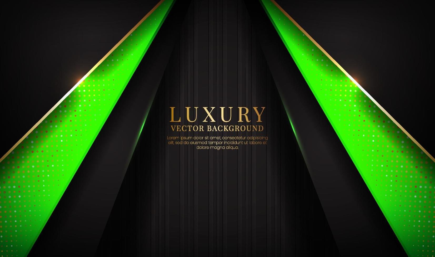abstrait 3d de luxe noir et vert avec des paillettes dorées vecteur
