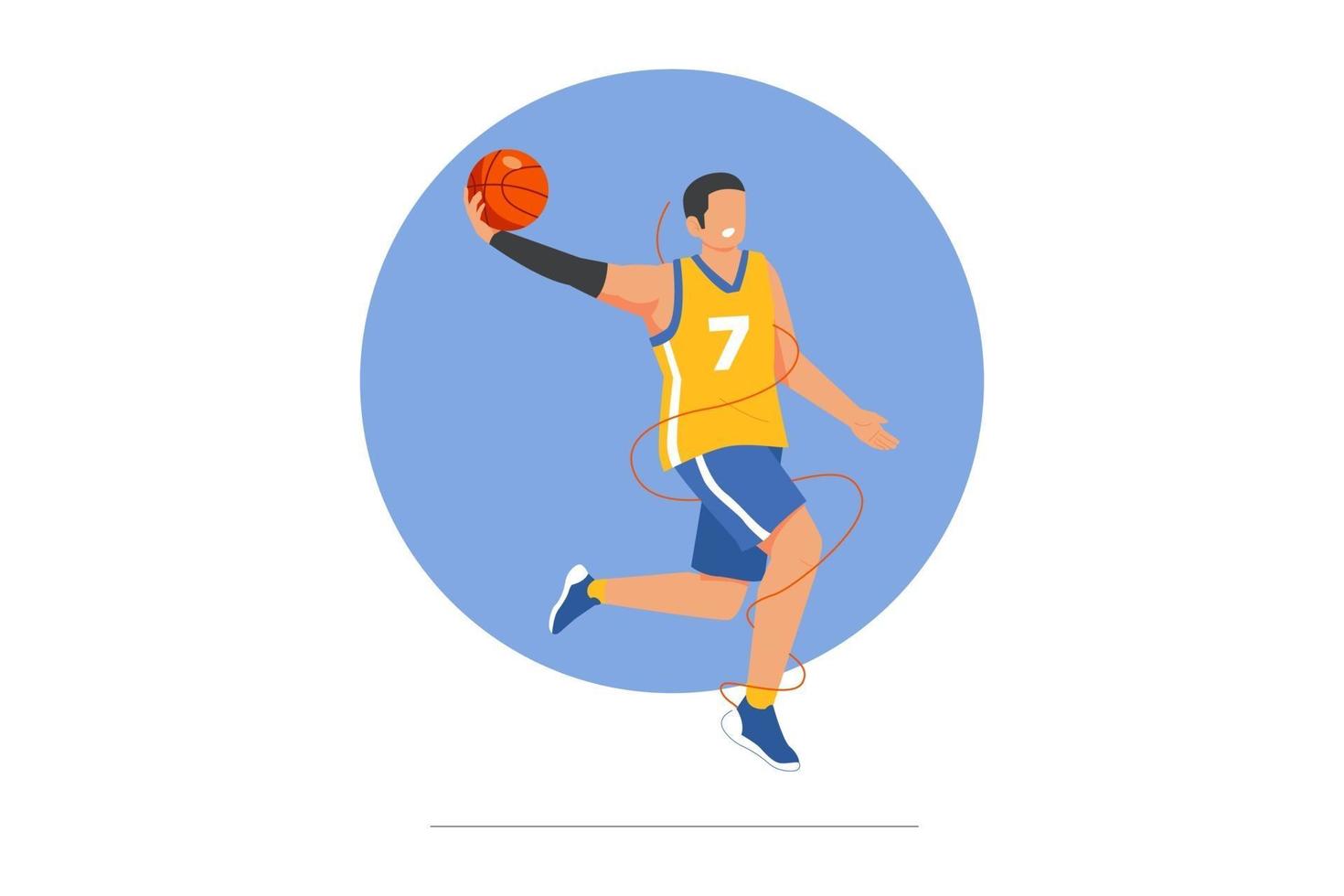 joueur de basket-ball jouant au basket-ball illustration vecteur