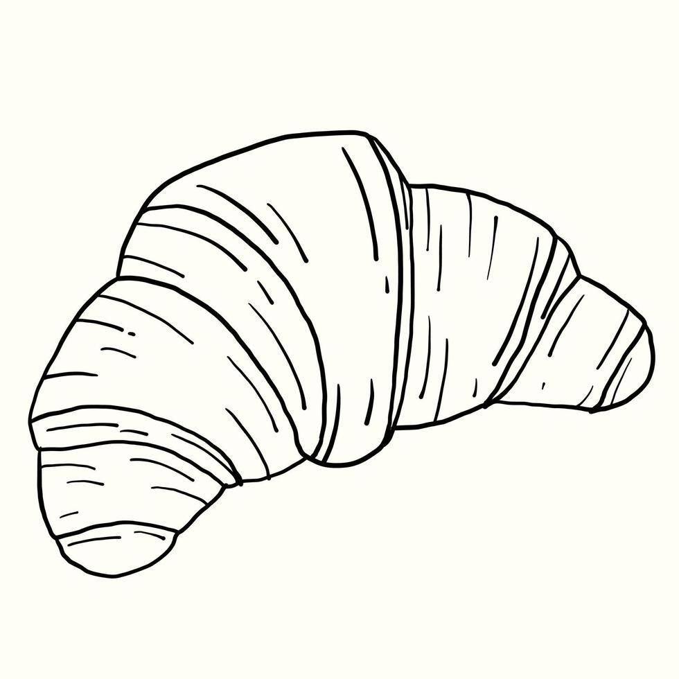 doodle croquis à main levée dessin de pain croissant. vecteur