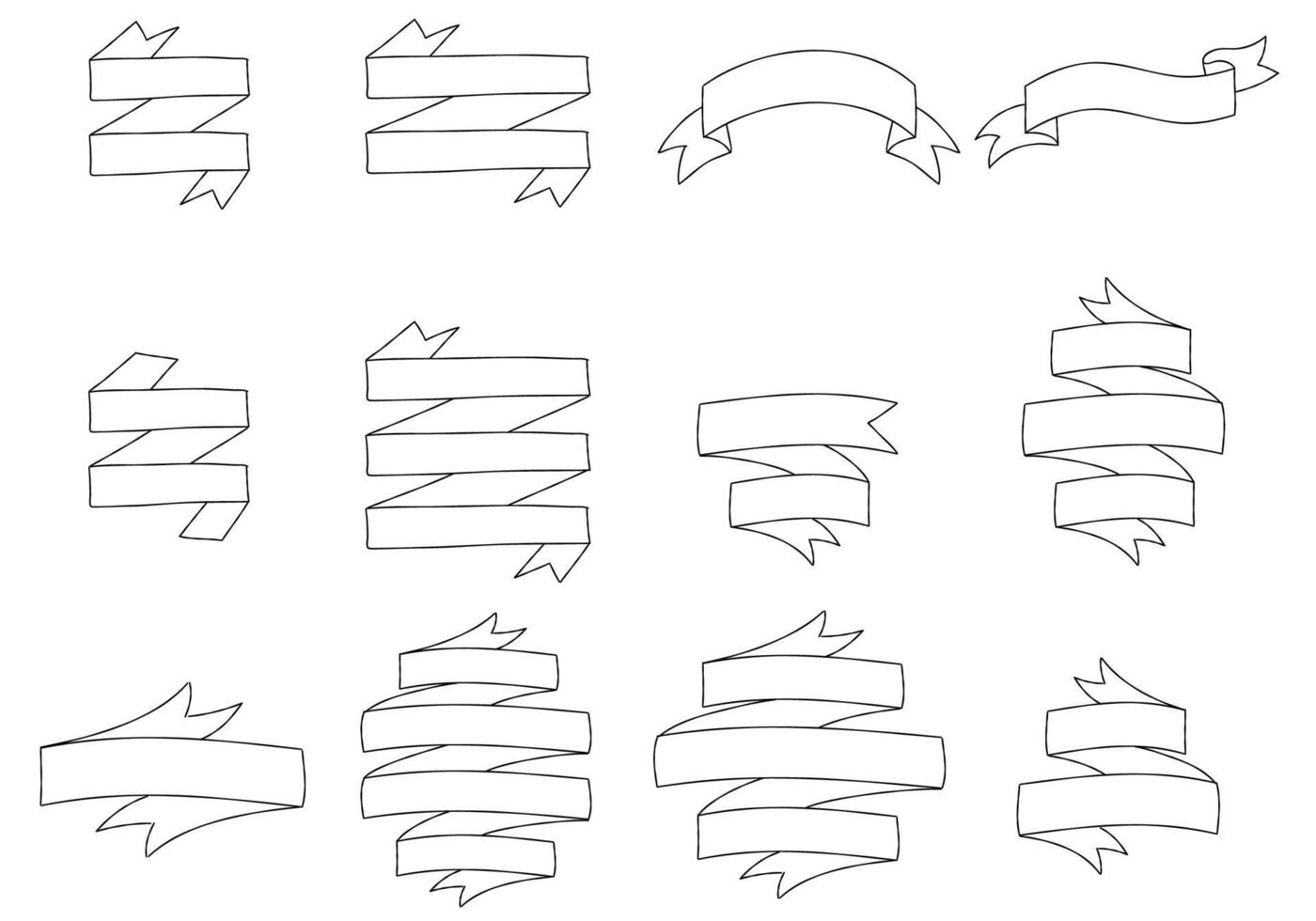 ensemble de ruban dessiné à la main vecteur