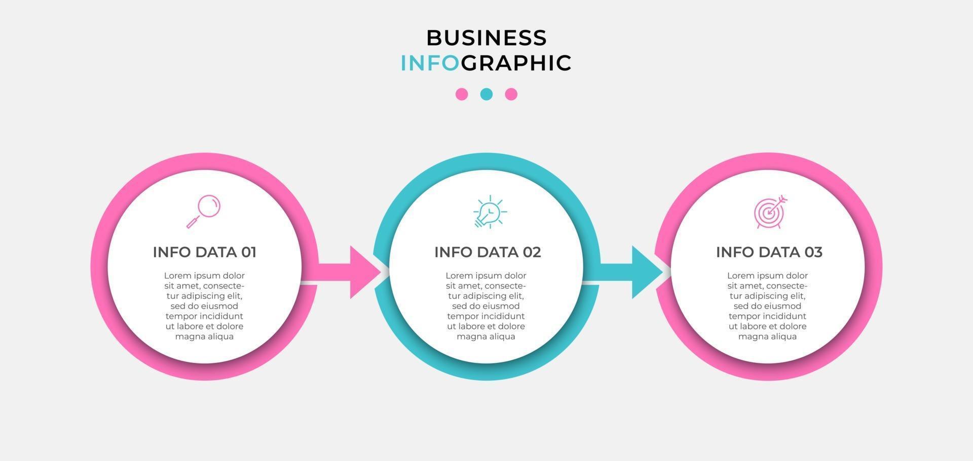 vecteur de modèle de conception infographique avec des icônes et 3 options ou étapes