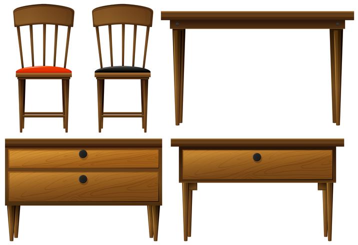 Beaucoup de types de meubles en bois vecteur
