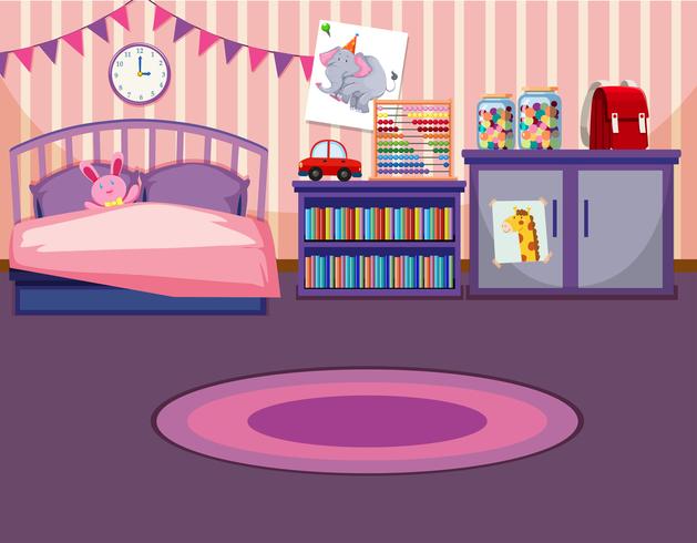 Un modèle de chambre de fille vecteur