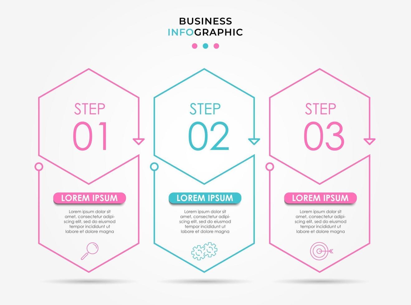 modèle de conception infographique avec icônes et 3 options ou étapes vecteur
