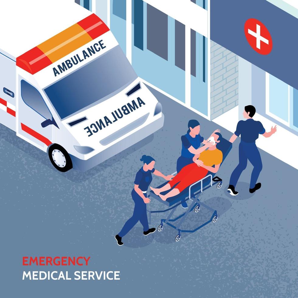 illustration vectorielle d'ambulance isométrique vecteur