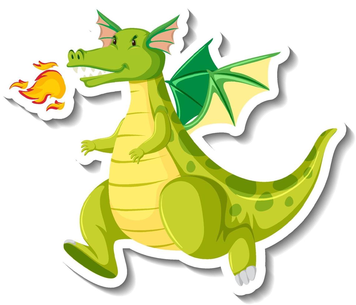 autocollant de personnage de dessin animé mignon dragon vert vecteur