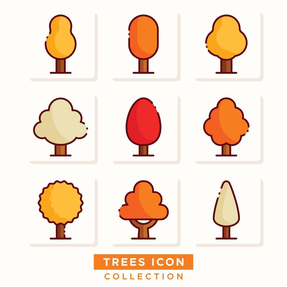 collection d'icônes d'arbres d'automne vecteur