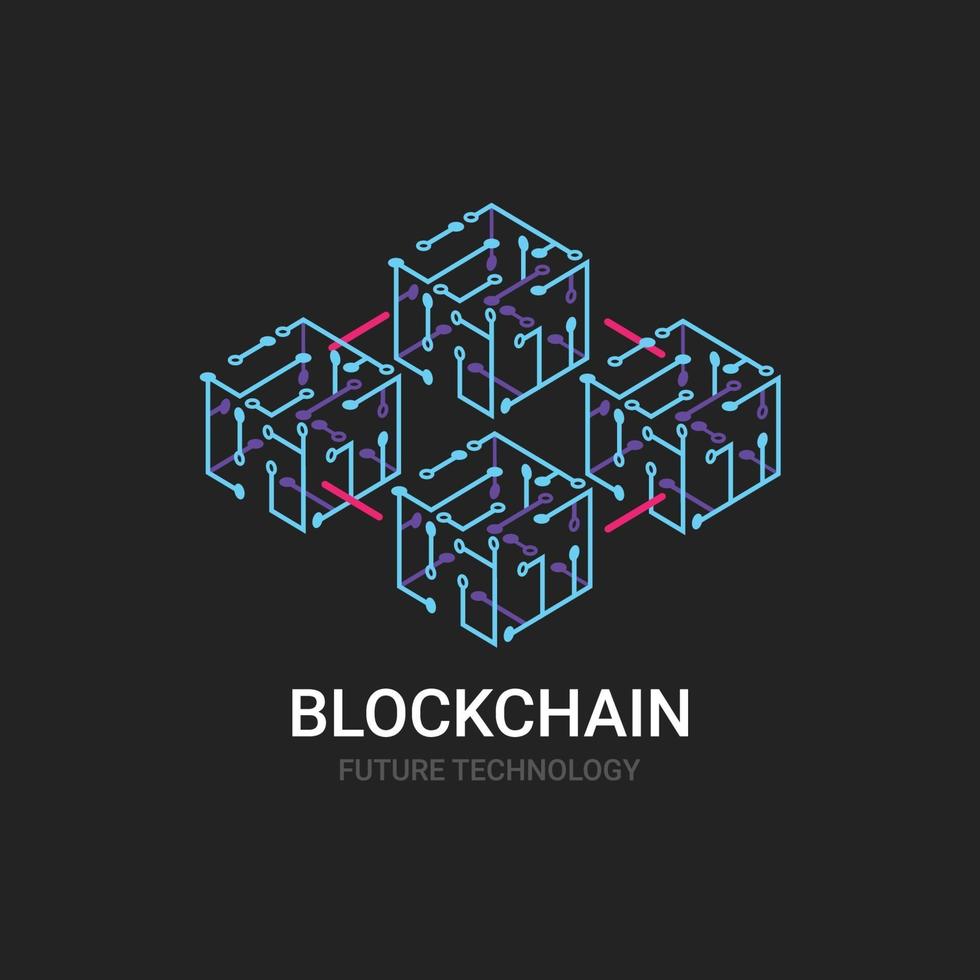 icône moderne de concept de technologie blockchain vecteur