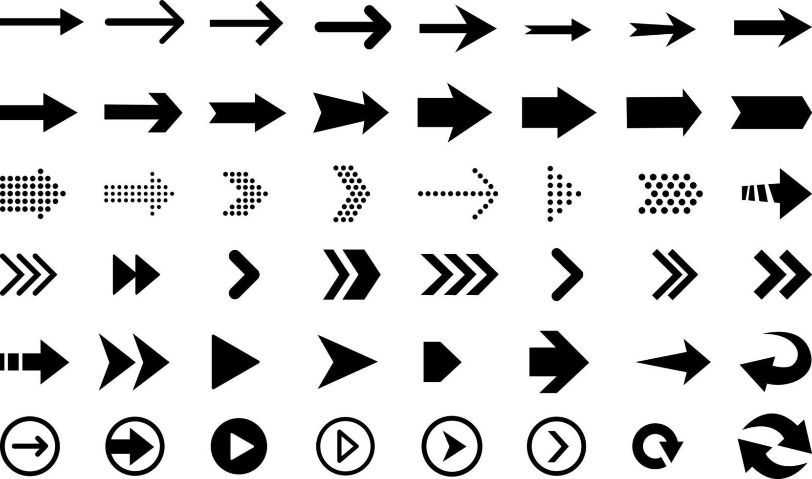 icônes vectorielles de flèches isolés sur fond blanc vecteur