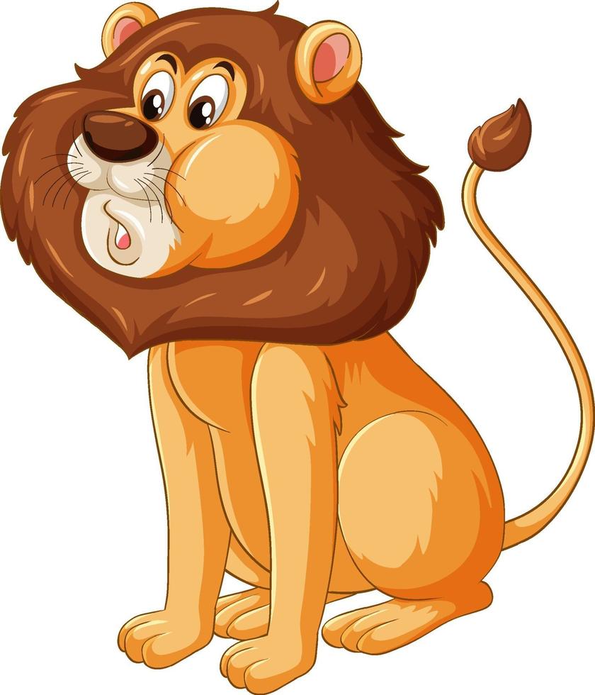 personnage de dessin animé de lion en position assise isolée vecteur