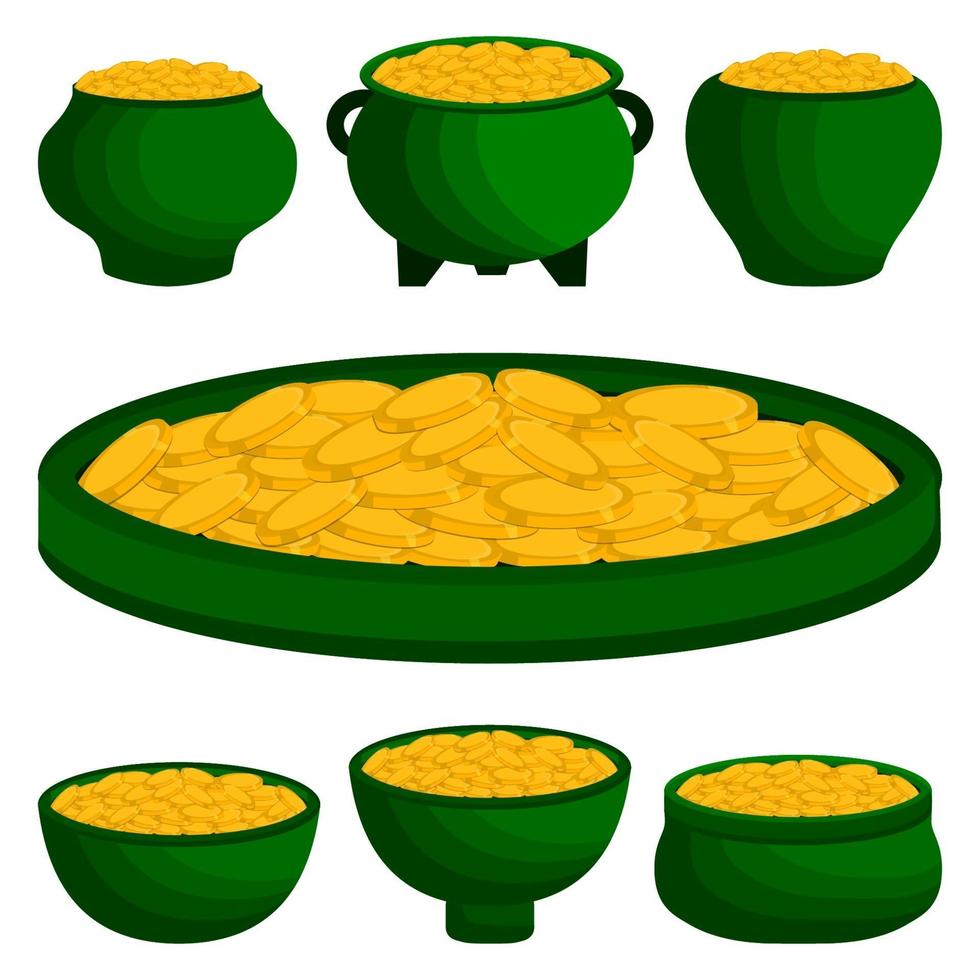 illustration sur le thème fête irlandaise st patrick day, pièces de monnaie en pot vecteur