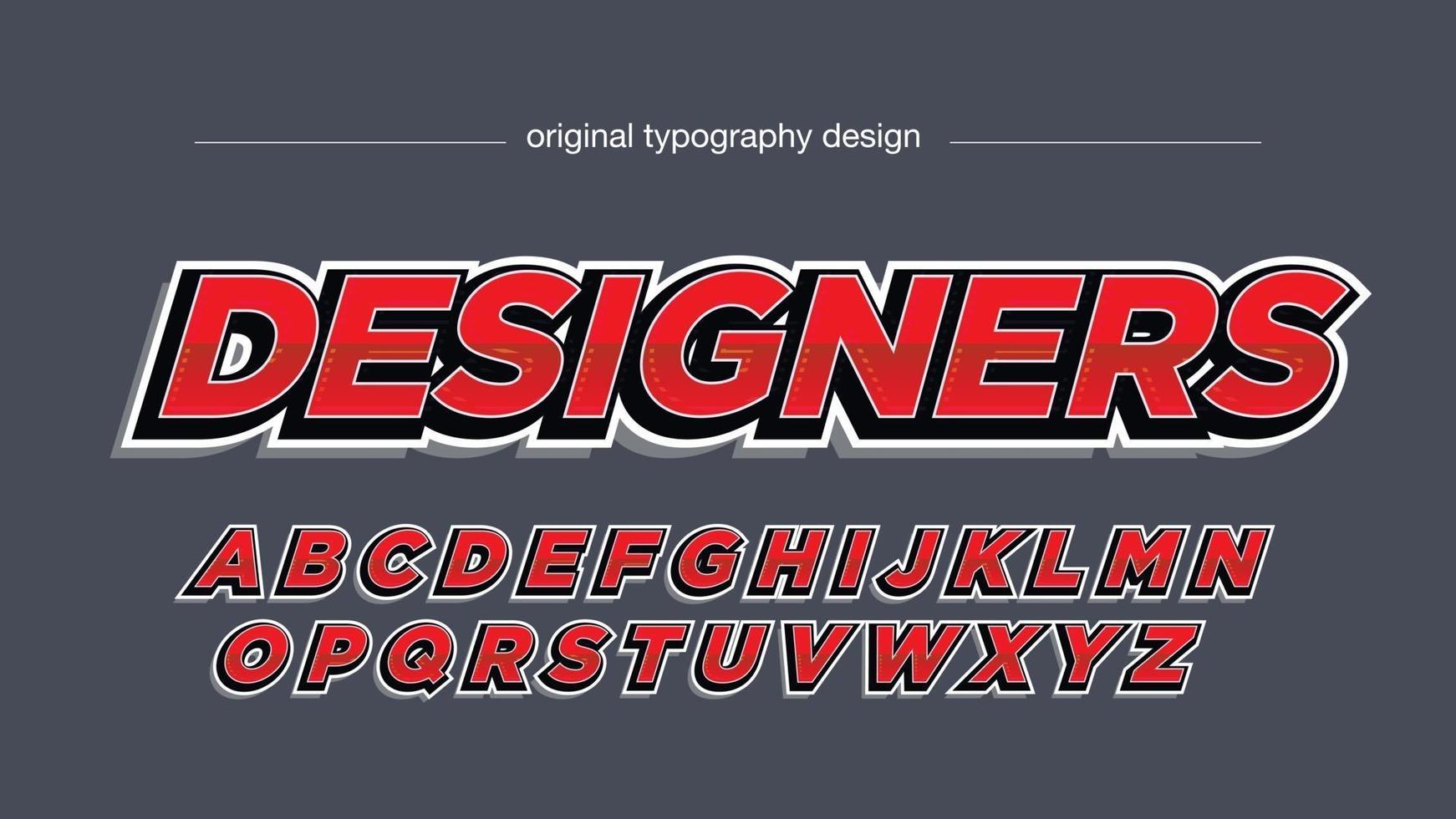 typographie italique de sport 3d rouge vecteur