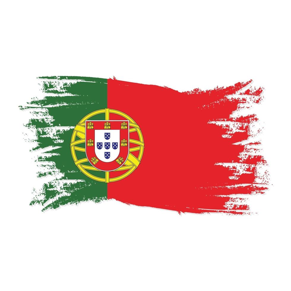 drapeau du portugal avec vecteur de conception de style pinceau aquarelle