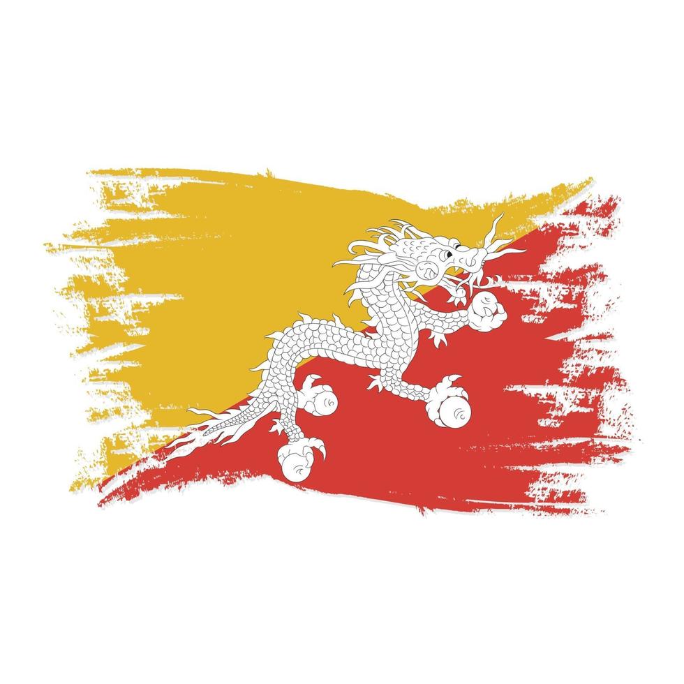 drapeau bhoutan avec vecteur de conception de style pinceau aquarelle