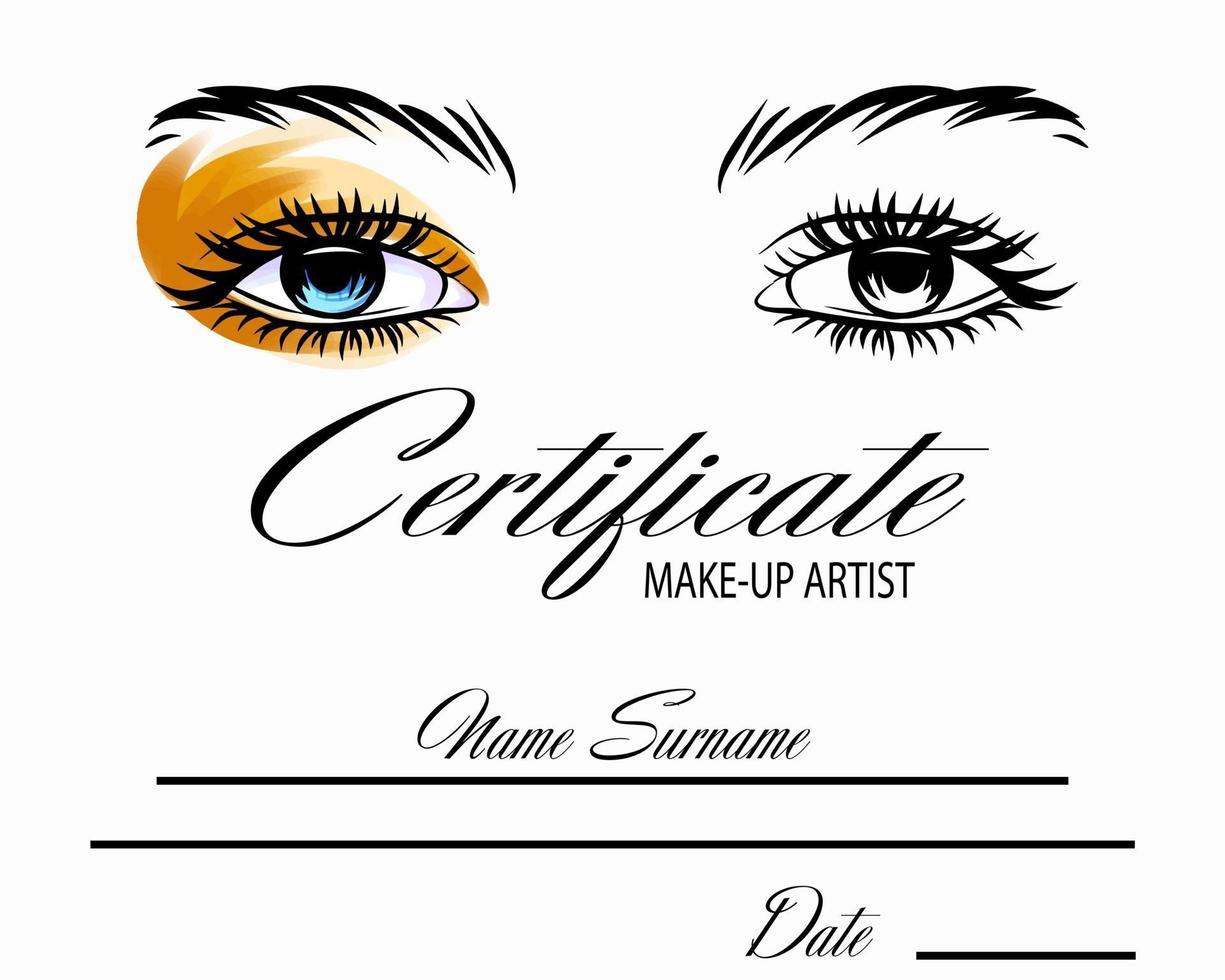 modèle de vecteur de certificat d'artiste de beauté