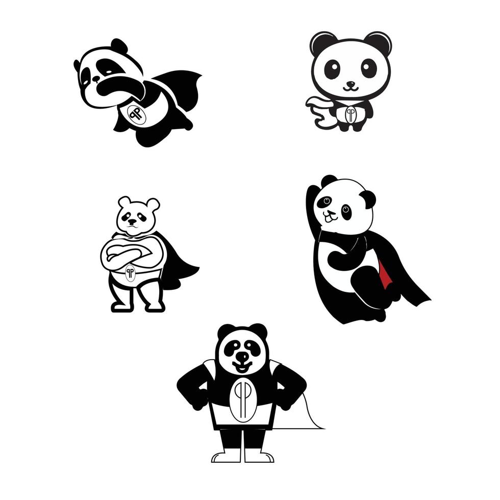 ensemble de super pandas vecteur