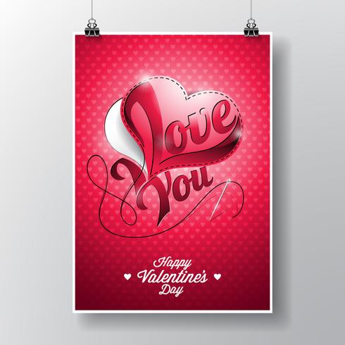 Illustration de vecteur Flyer sur un thème de Saint Valentin avec coeur de couture