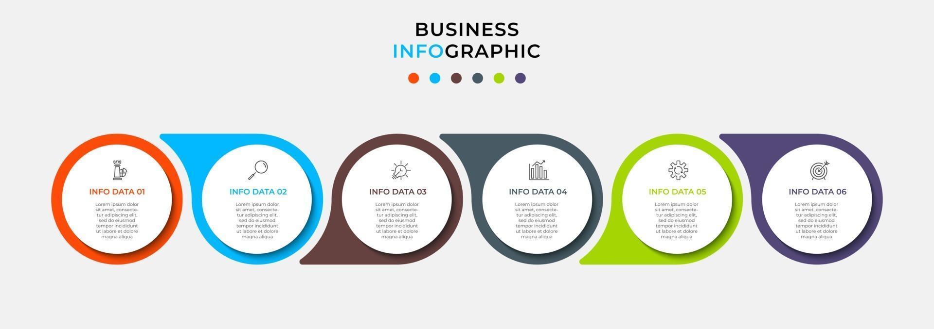 modèle de conception infographique avec icônes et 6 options ou étapes vecteur