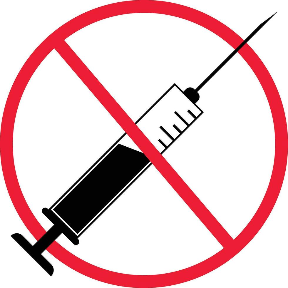 non seringue drogues interdiction icône signe vecteur