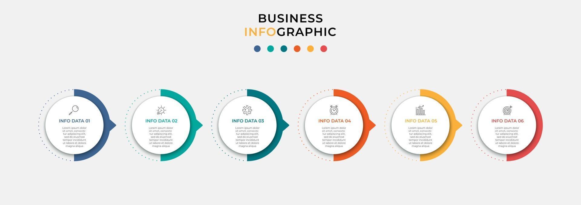 modèle de conception infographique avec icônes et 6 options ou étapes vecteur