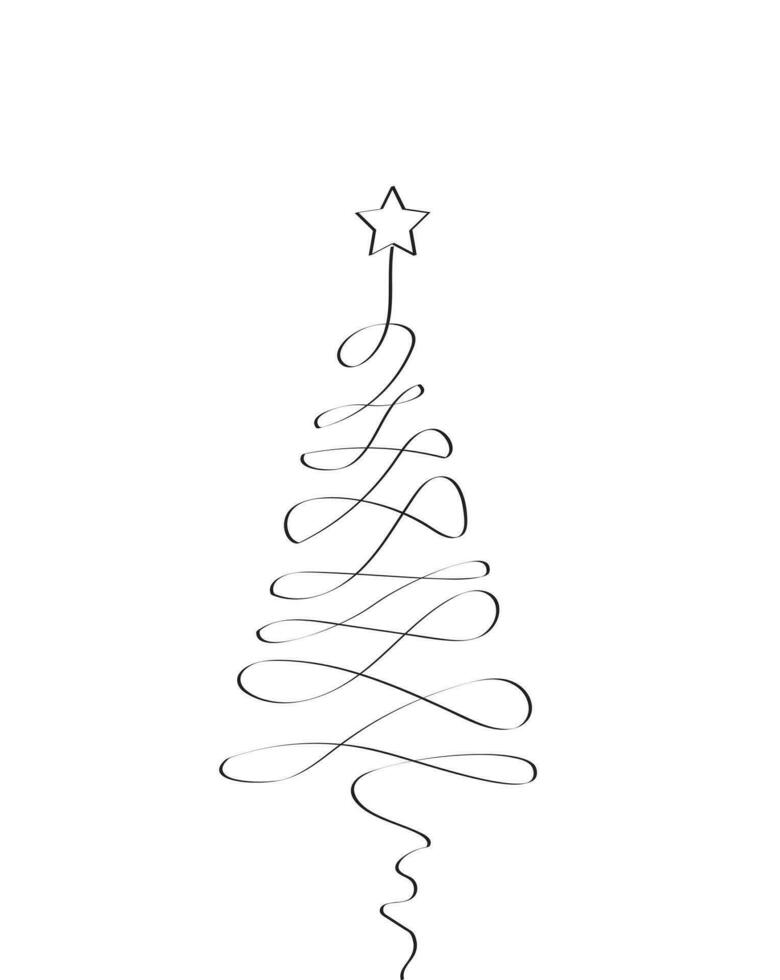 joyeux Noël arbre contour salutation carte vecteur illustration conception. salutation carte. Noël arbre.