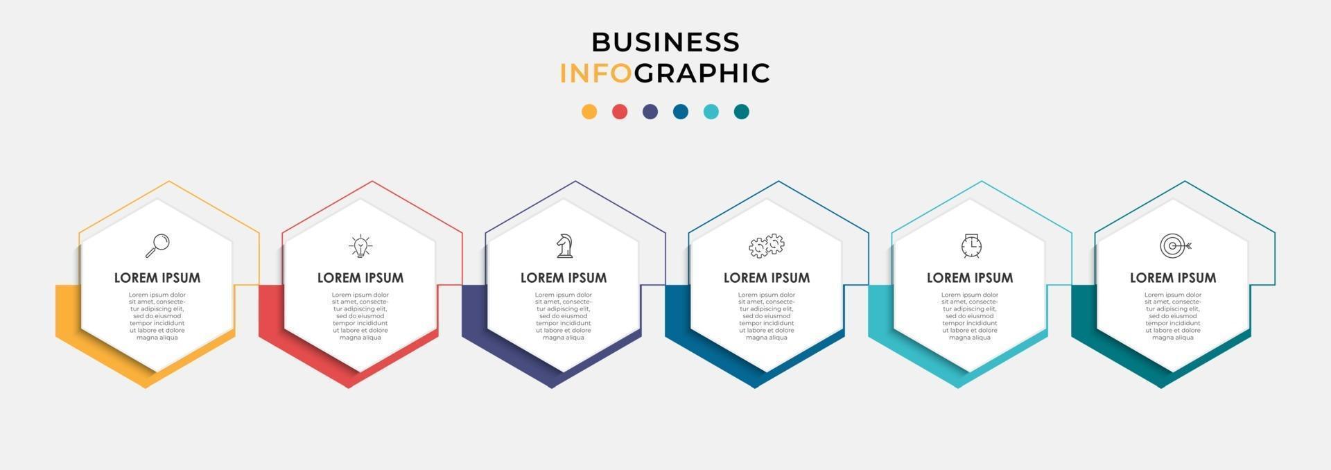 modèle de conception infographique avec icônes et 6 options ou étapes vecteur