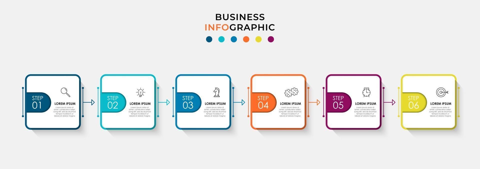 modèle de conception infographique avec icônes et 6 options ou étapes vecteur