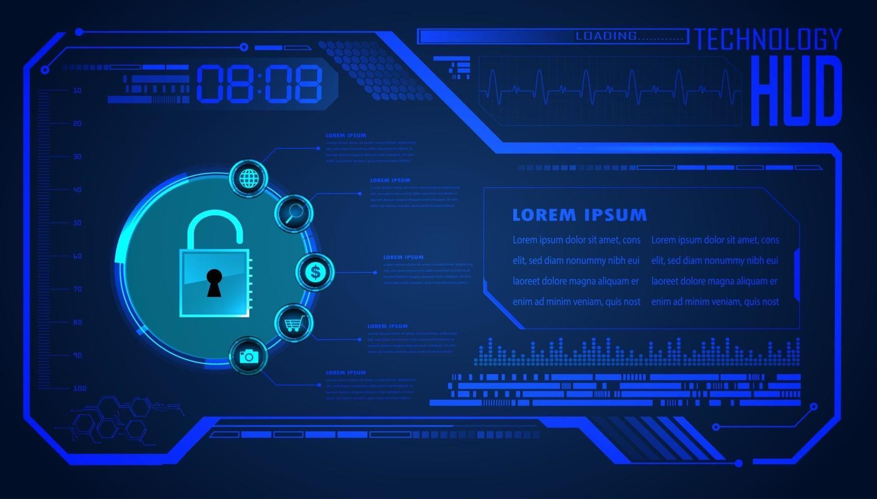 arrière-plan du concept de technologie future du circuit cyber hud vecteur