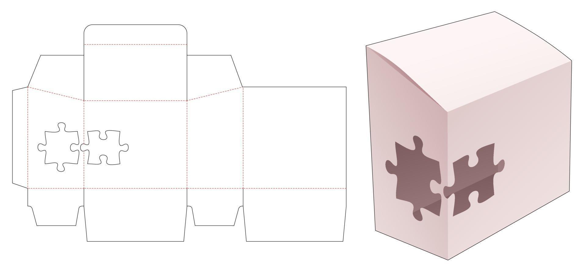 emballage en pente avec gabarit découpé au pochoir en 2 pièces de puzzle vecteur