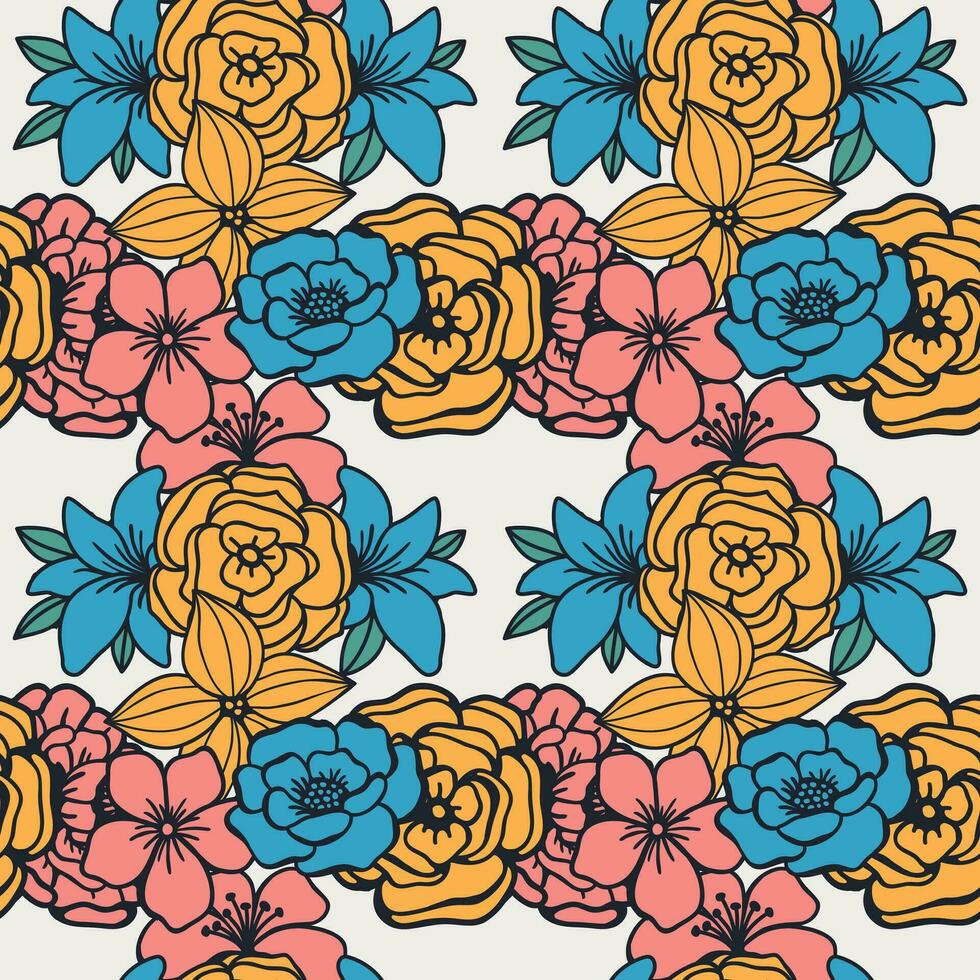 floral sans couture modèle. fleurs modèle. floral répéter pour en tissu et textile vecteur