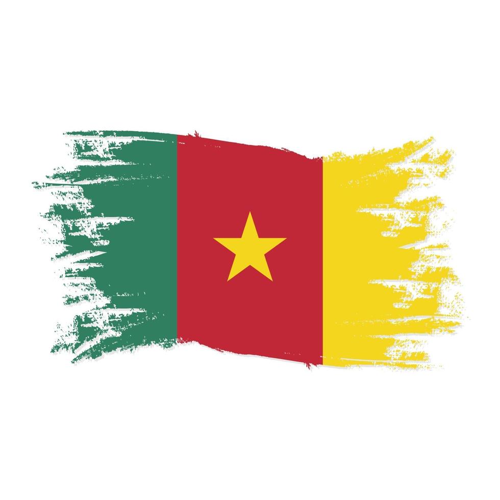 Drapeau du Cameroun avec illustration vectorielle de style pinceau aquarelle design vecteur