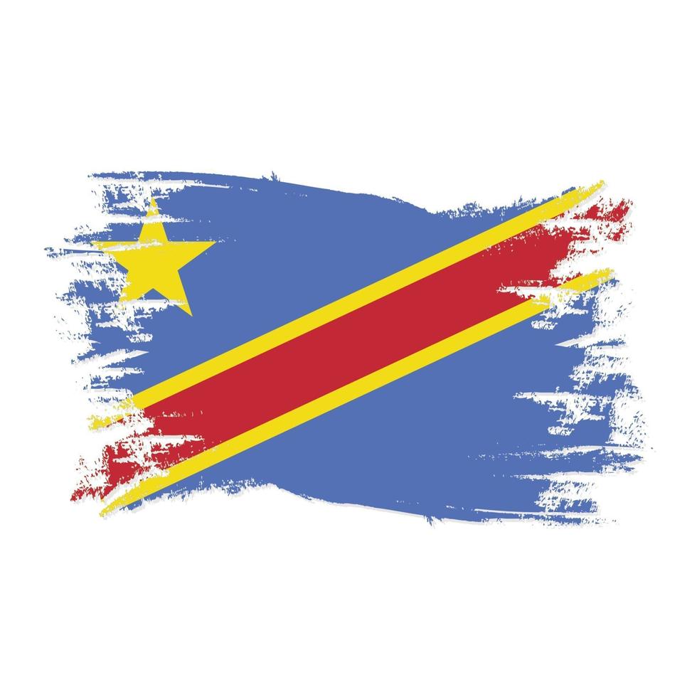 drapeau de la république démocratique du congo avec style pinceau aquarelle vecteur