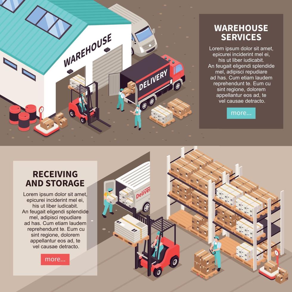 illustration vectorielle de bannières isométriques entrepôt vecteur