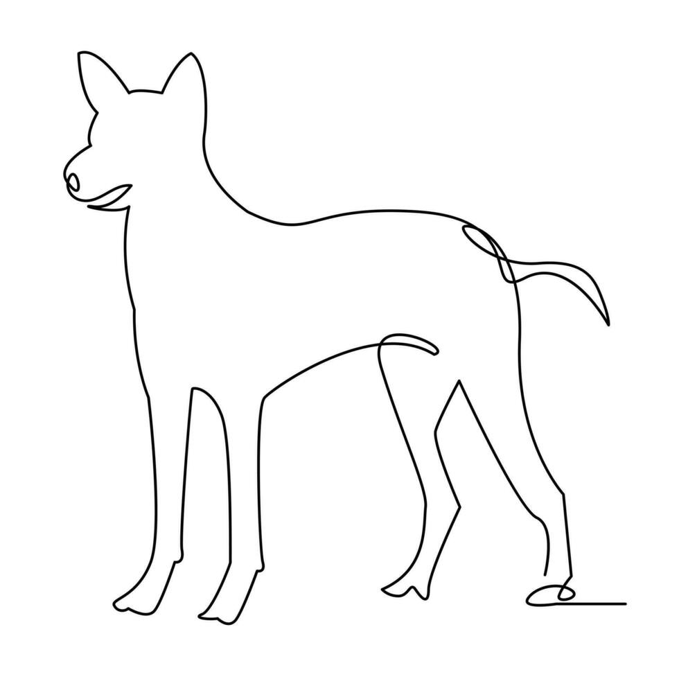 continu un ligne chien animal de compagnie contour vecteur art dessin