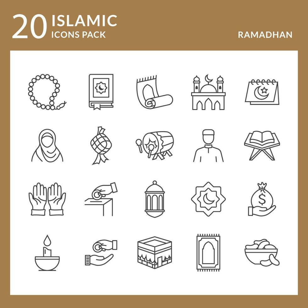 islamique Ramadan icône pack vecteur graphique avec monoline style